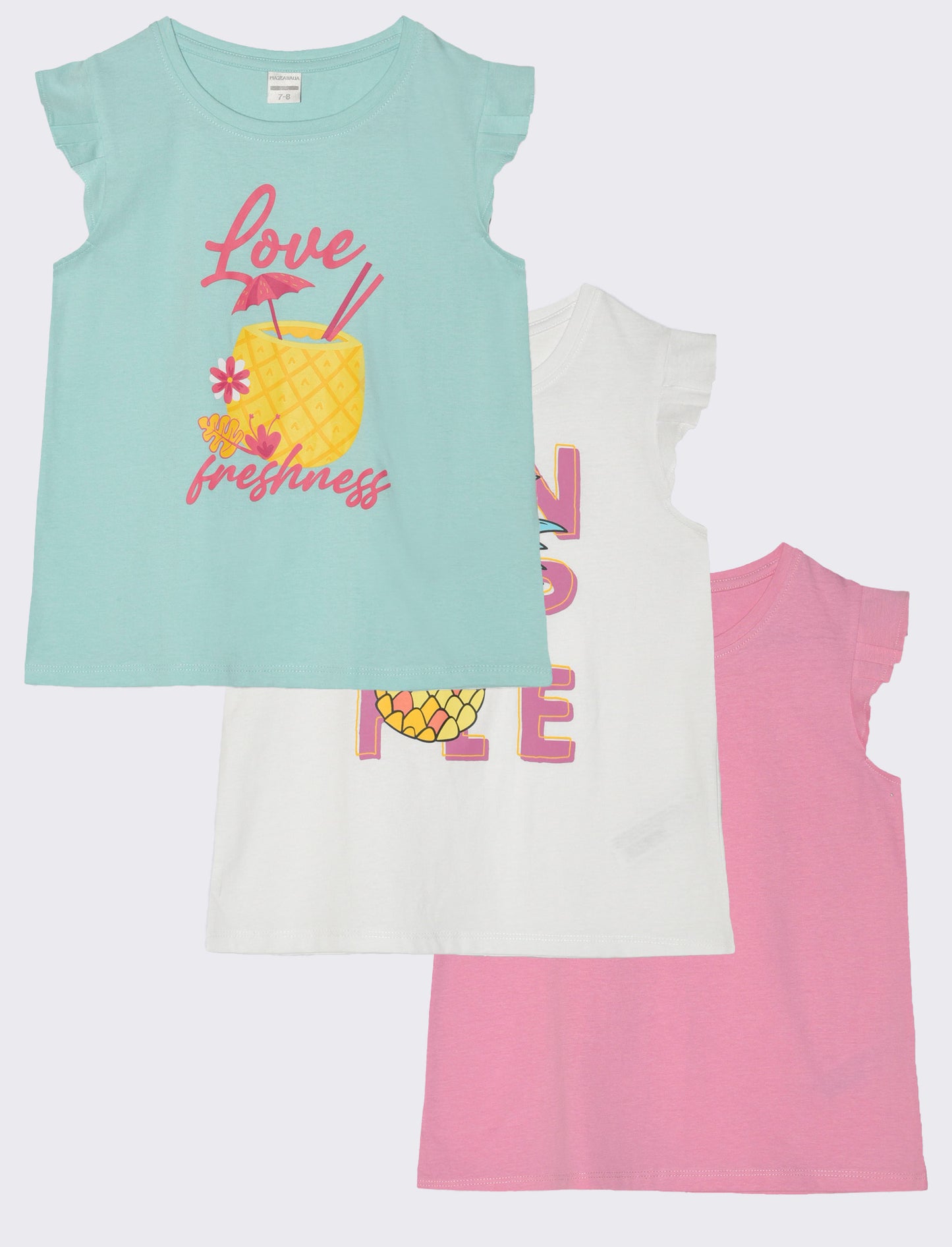 T-shirt 3 pack da bambina - Rosa