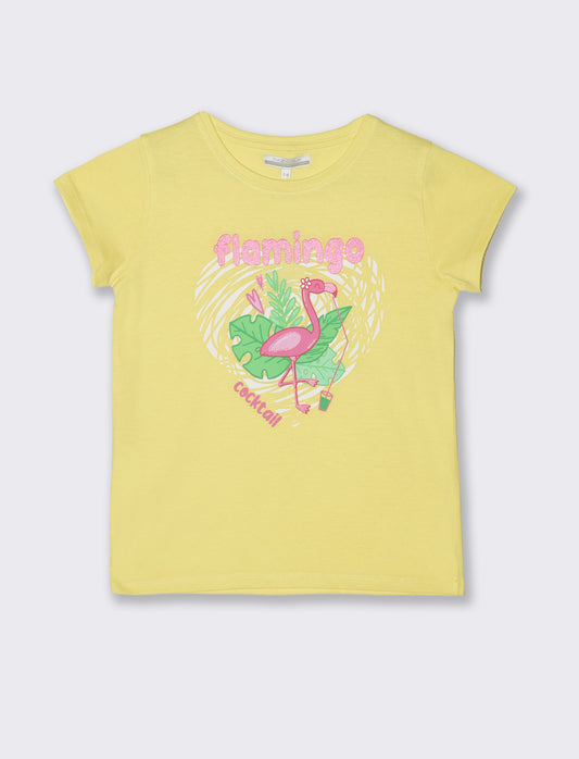 T-shirt con stampa multicolor da bambina - Giallo limone
