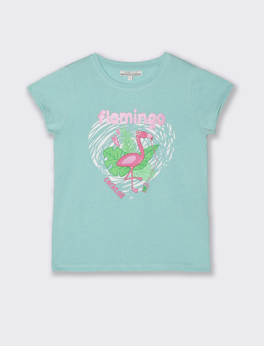 T-shirt con stampa multicolor da bambina - Verde acqua