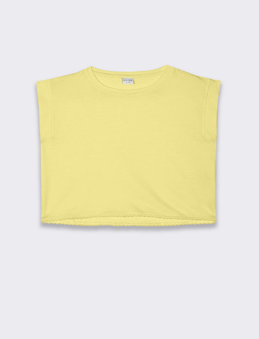 T-shirt in cotone da bambina - Giallo limone