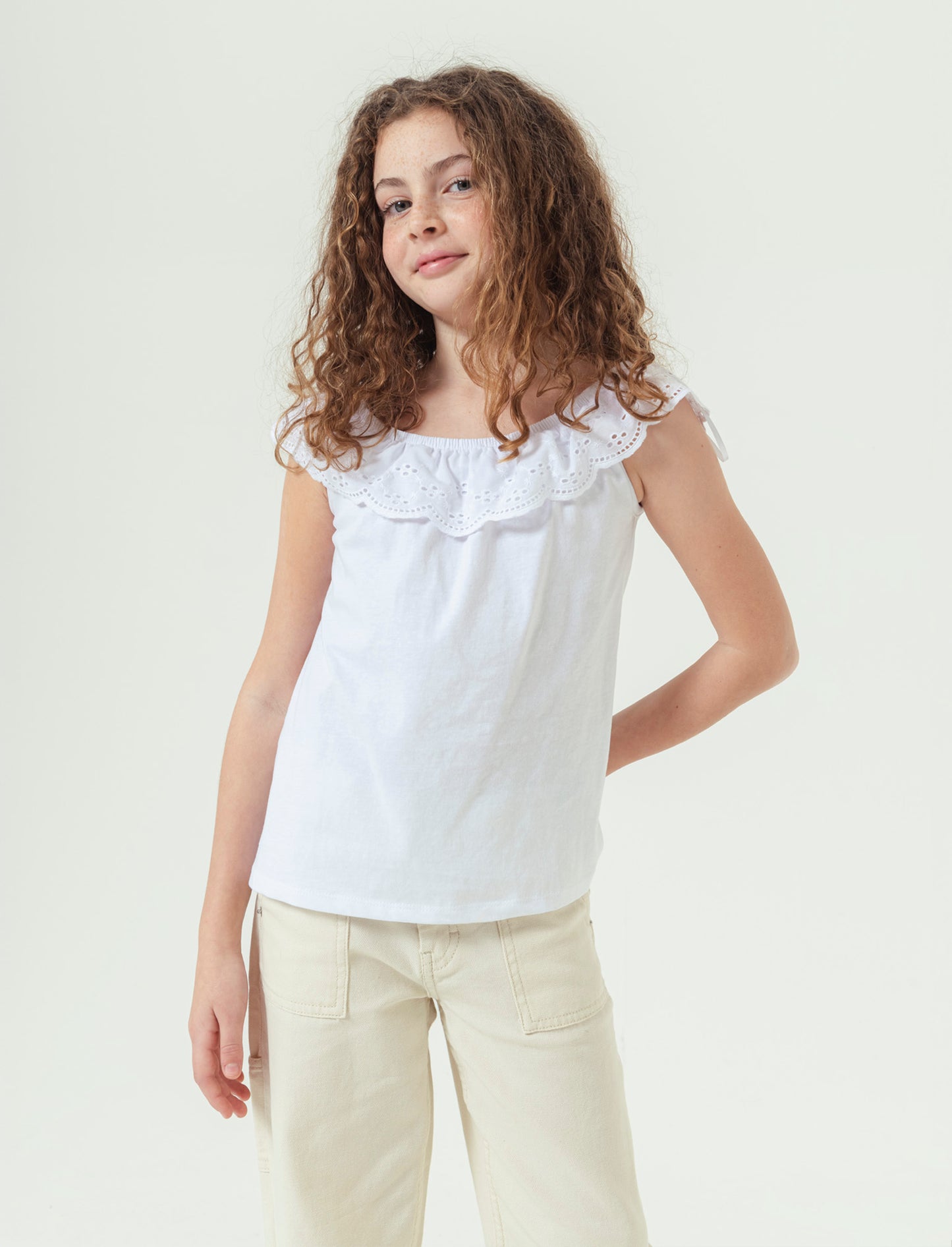 T-shirt estiva da bambina con stampa colorata - Bianco