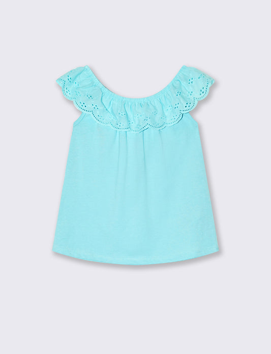T-shirt estiva da bambina con stampa colorata - Verde acqua