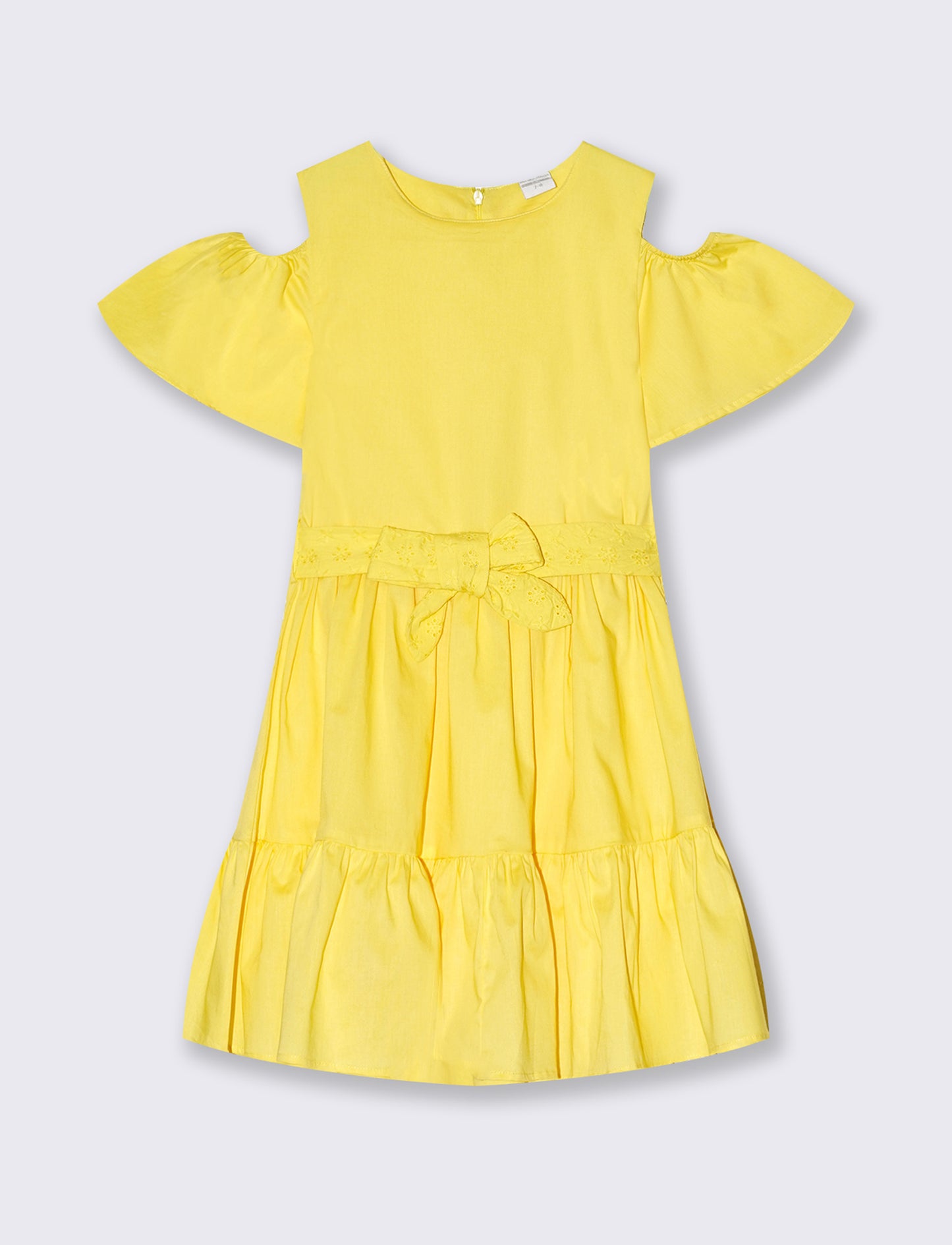 Vestito in cotone con fusciacca da bambina - Giallo