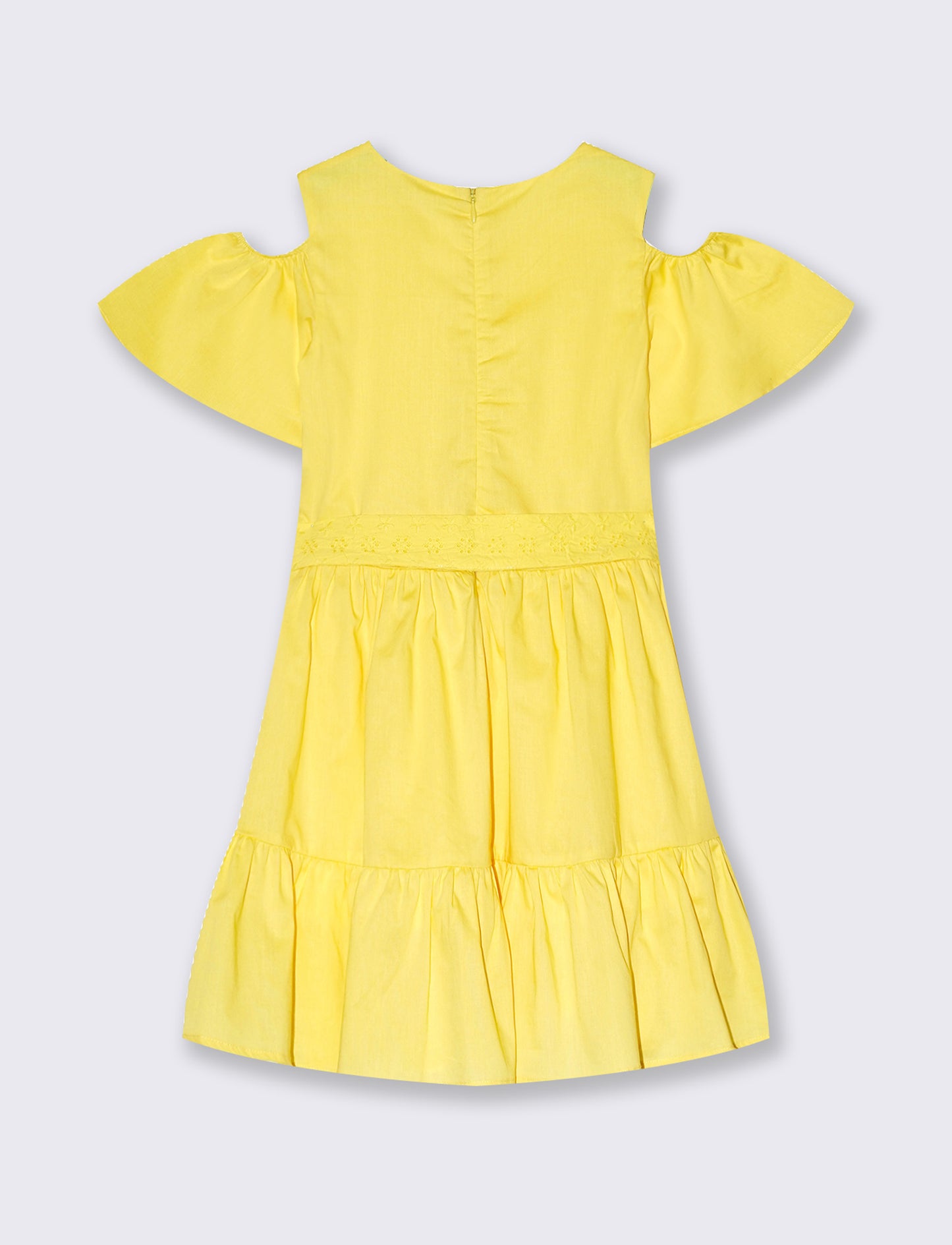 Vestito in cotone con fusciacca da bambina - Giallo