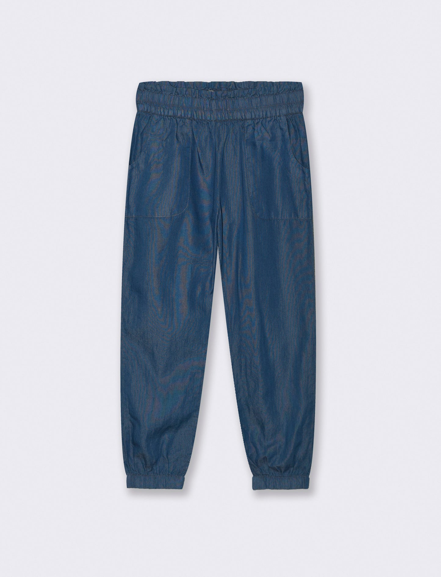Pantaloni in chambray con elastico da bambina - DENIM SCURO
