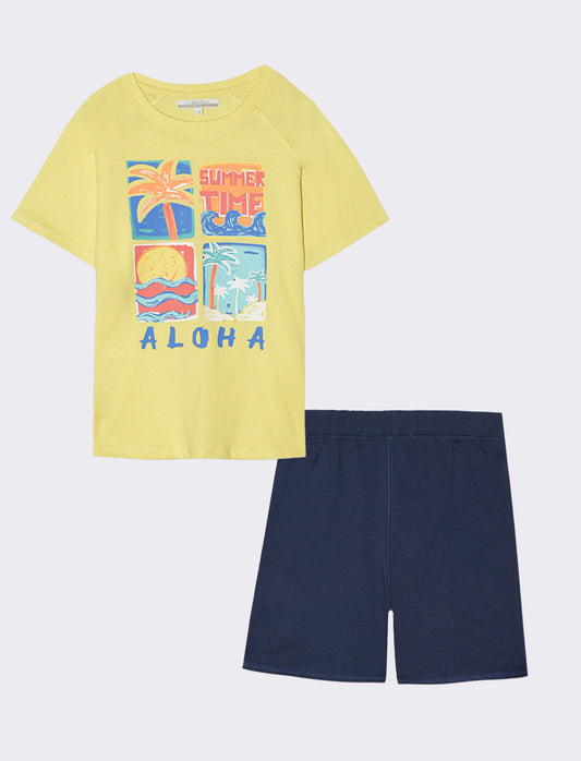 Set due pezzi con canotta da bambino - Verde acqua