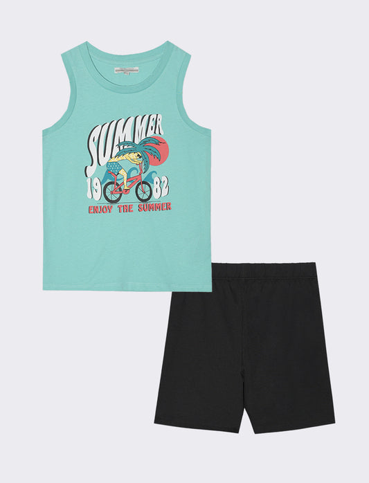 Set due pezzi con canotta da bambino - Verde acqua