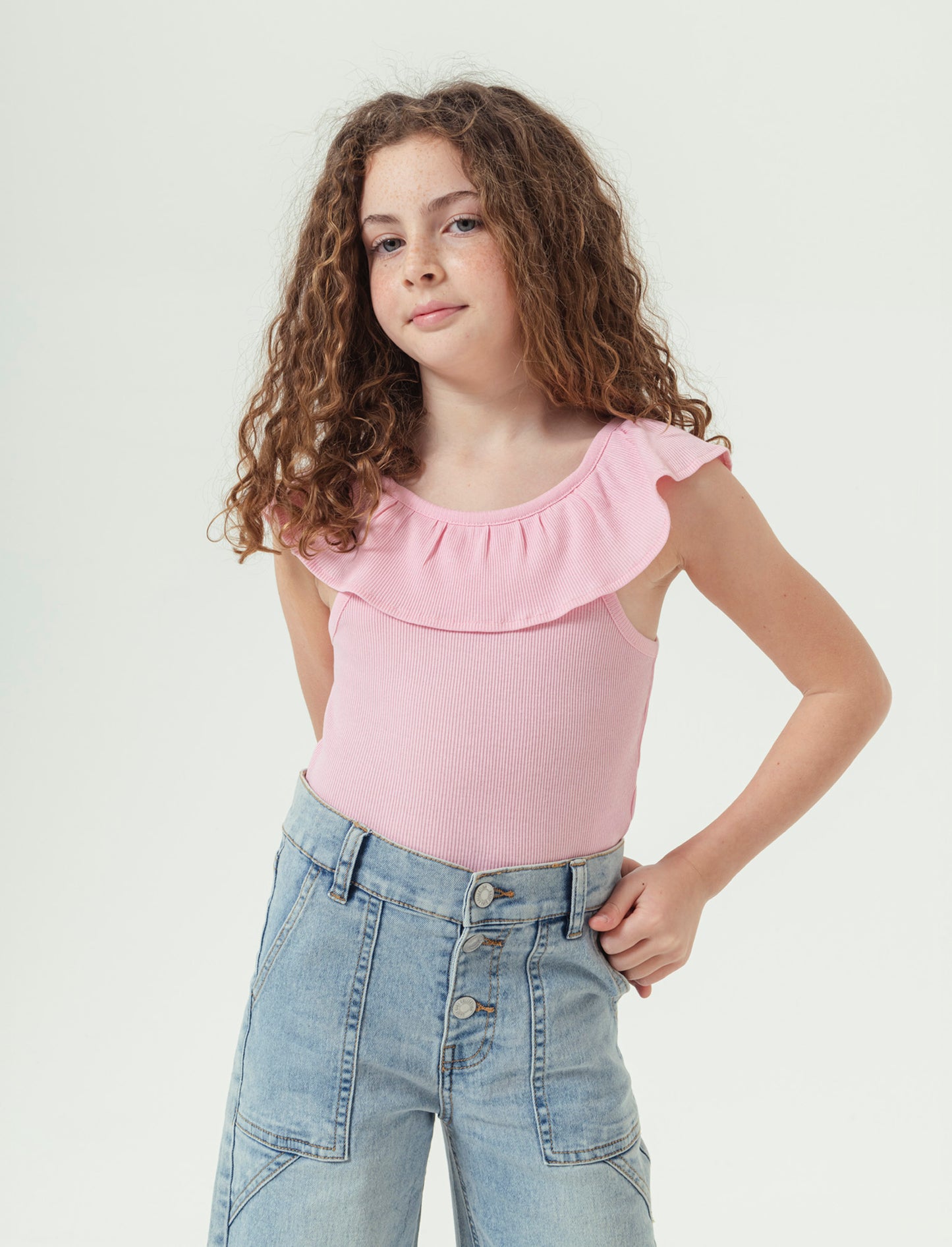 Top rouches. da bambina - Rosa
