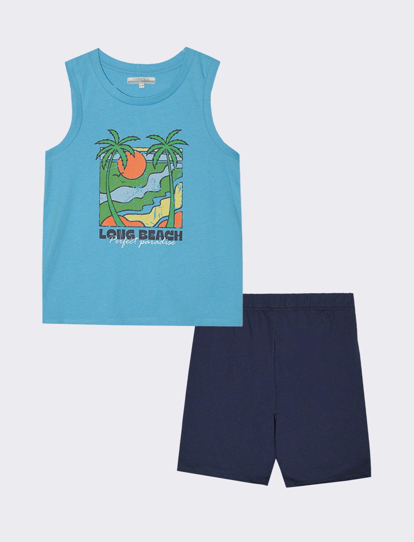 Set due pezzi con canotta da bambino - Turchese