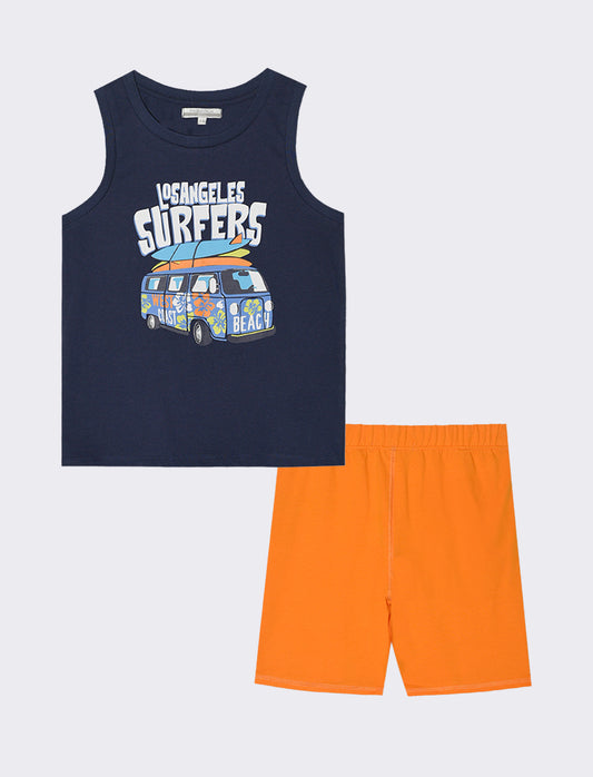 Set due pezzi con canotta da bambino - Blu