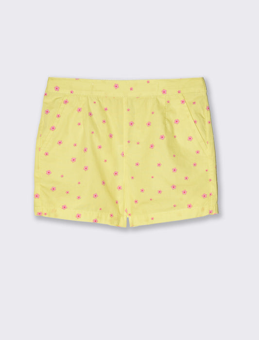 Short in popeline da bambina - Giallo