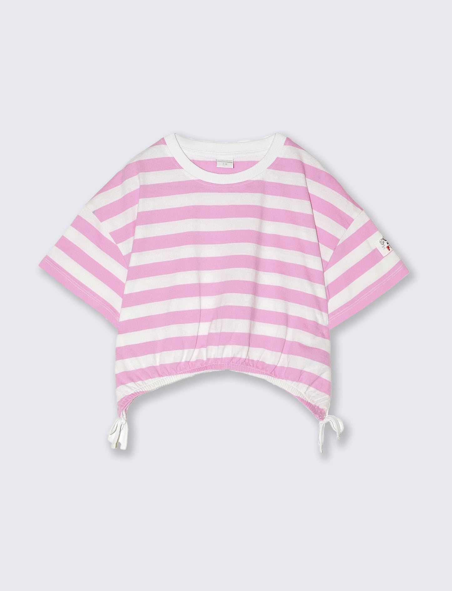 T-shirt a righe da bambina - Rosa