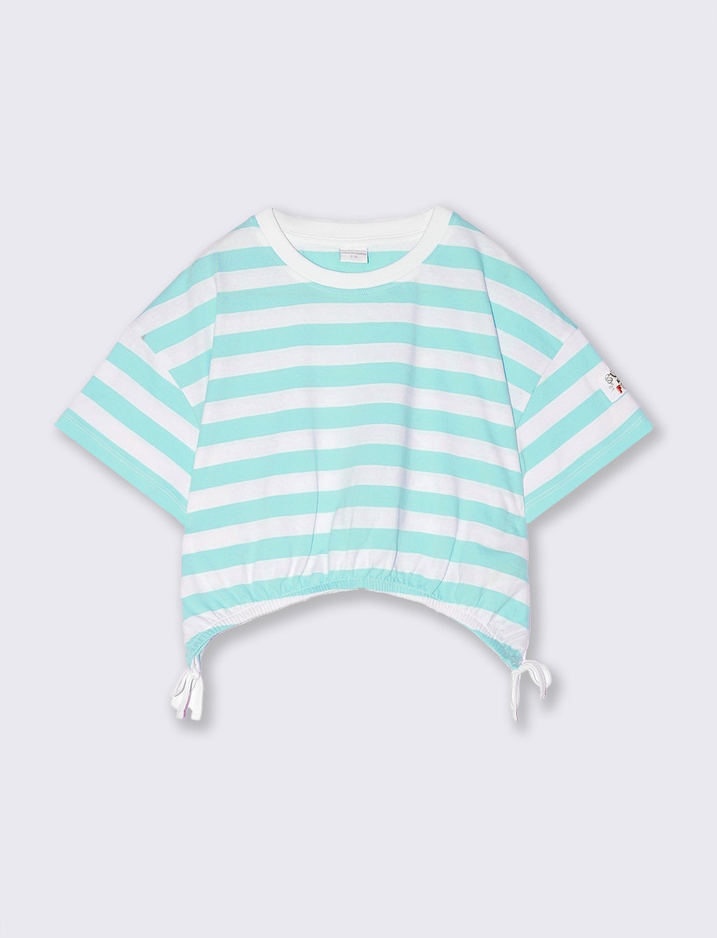 T-shirt a righe da bambina - Verde acqua
