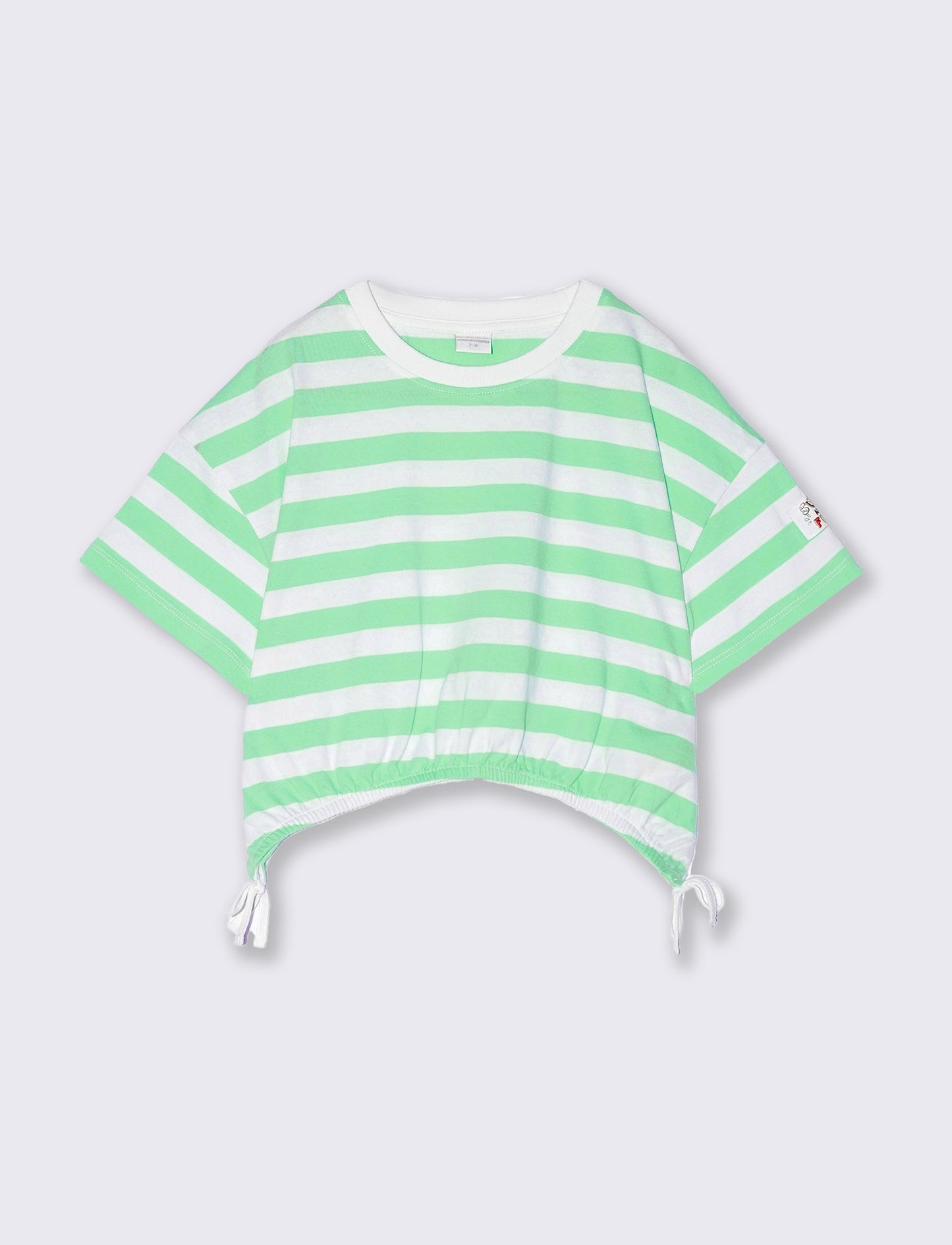 T-shirt a righe da bambina - Verde mela