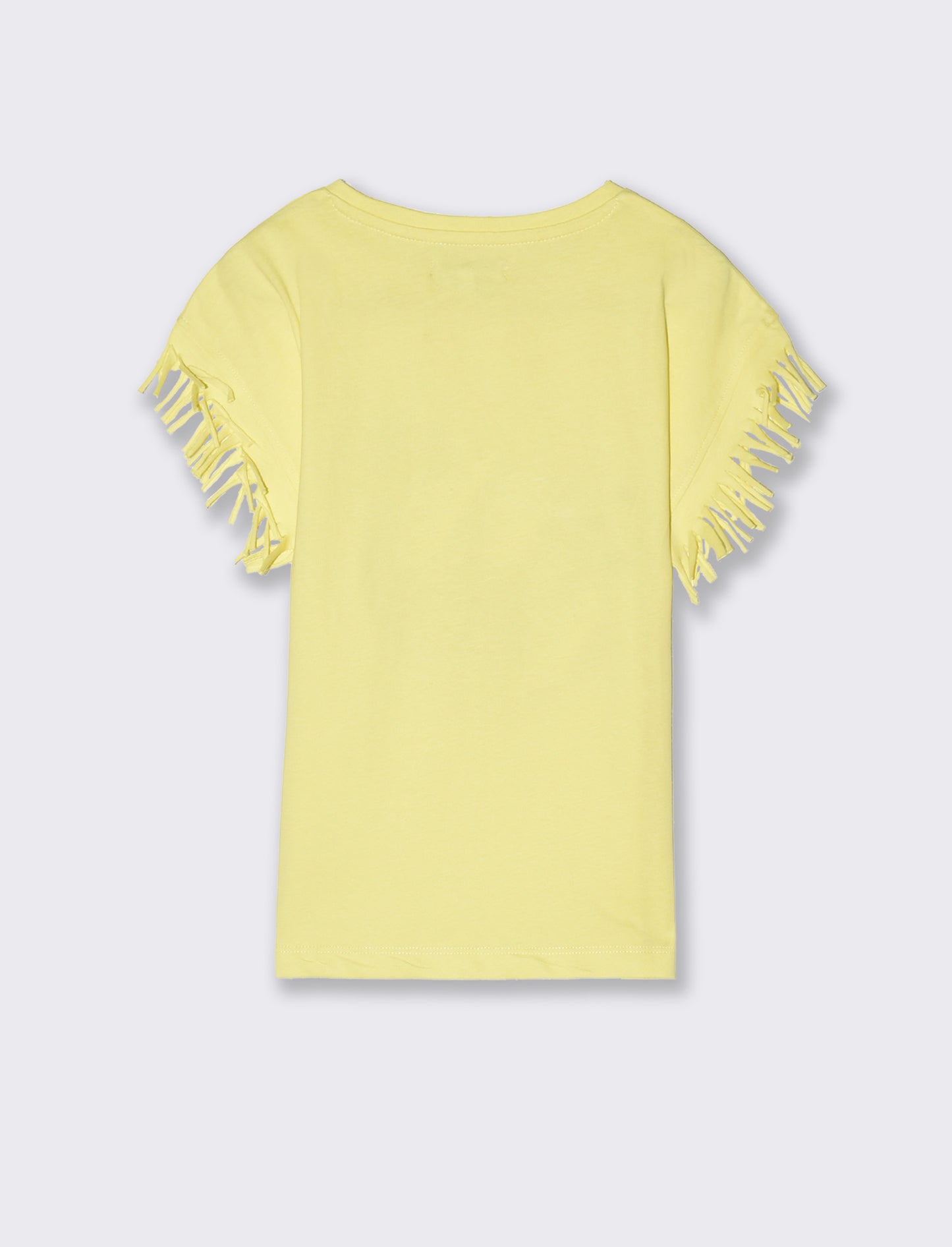 T-shirt con stampa e paillettes da bambina - Giallo limone