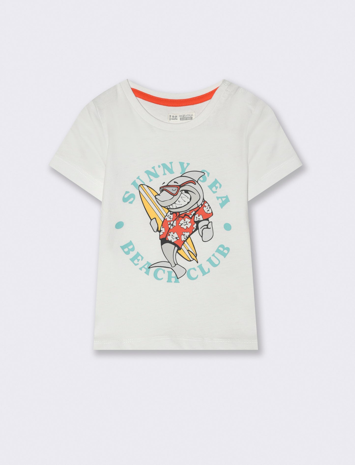 T shirt girocollo con stampa da neonato - Bianco