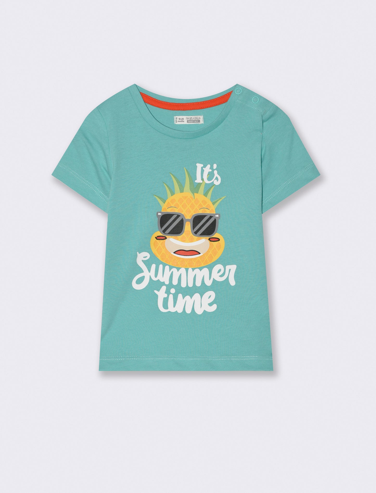 T shirt girocollo con stampa da neonato - Verde acqua