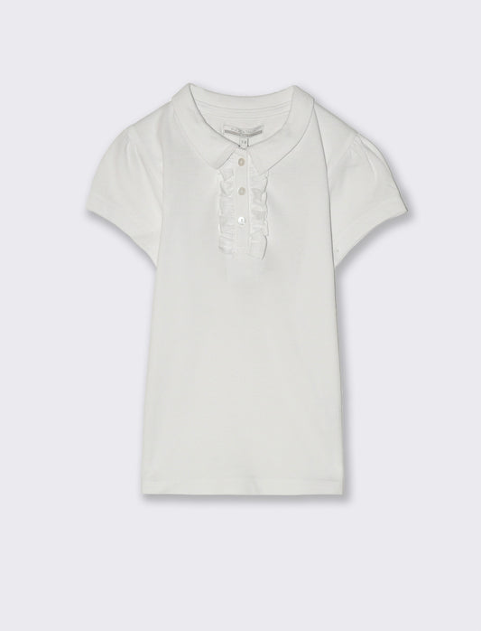 Polo in piquet da bambina - Bianco
