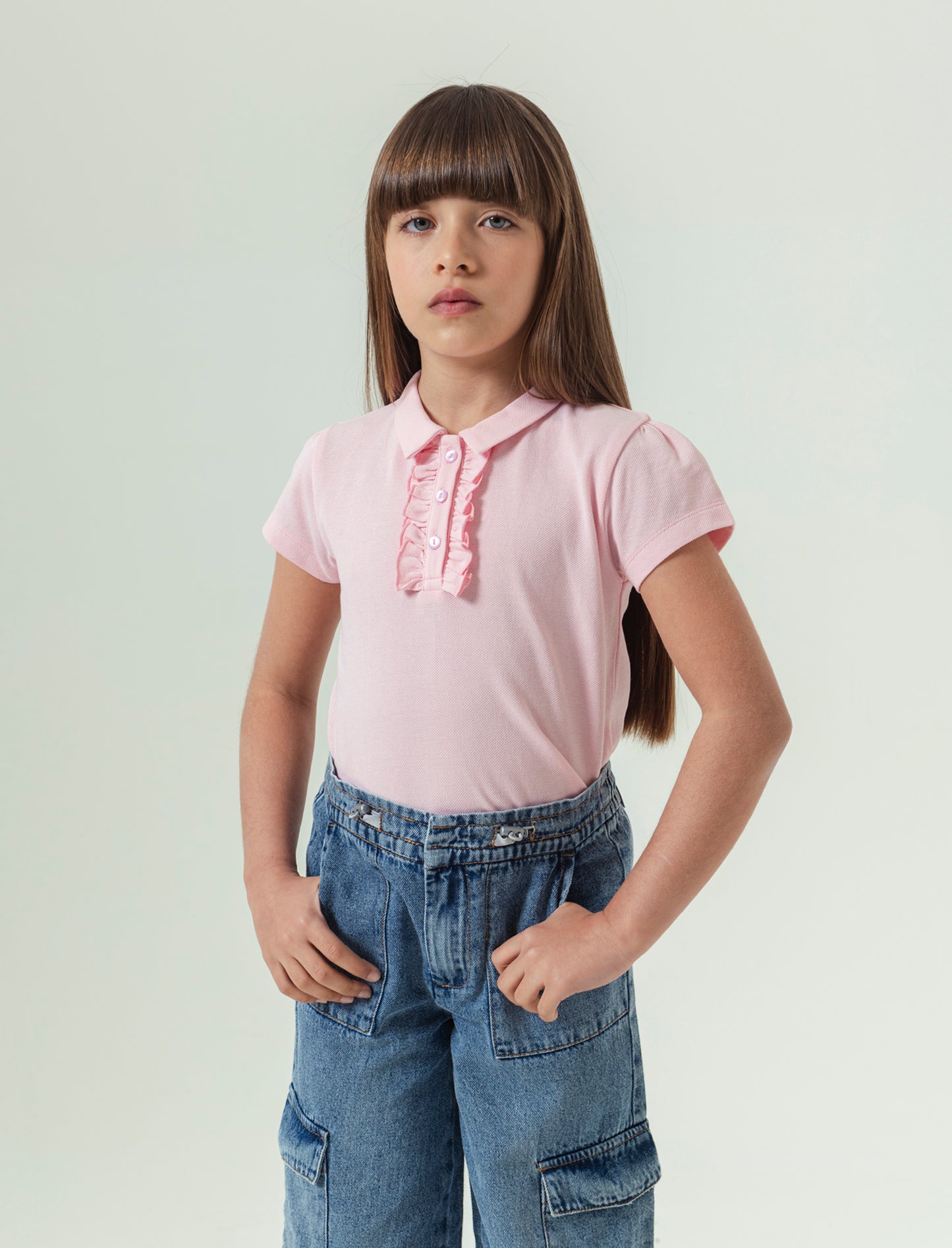 Polo in piquet da bambina - Rosa