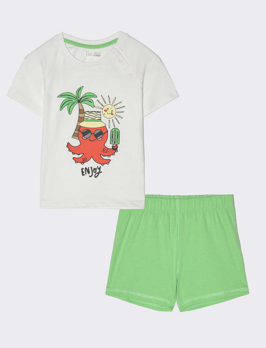 Completo maglietta e pantaloncini da neonato - Bianco