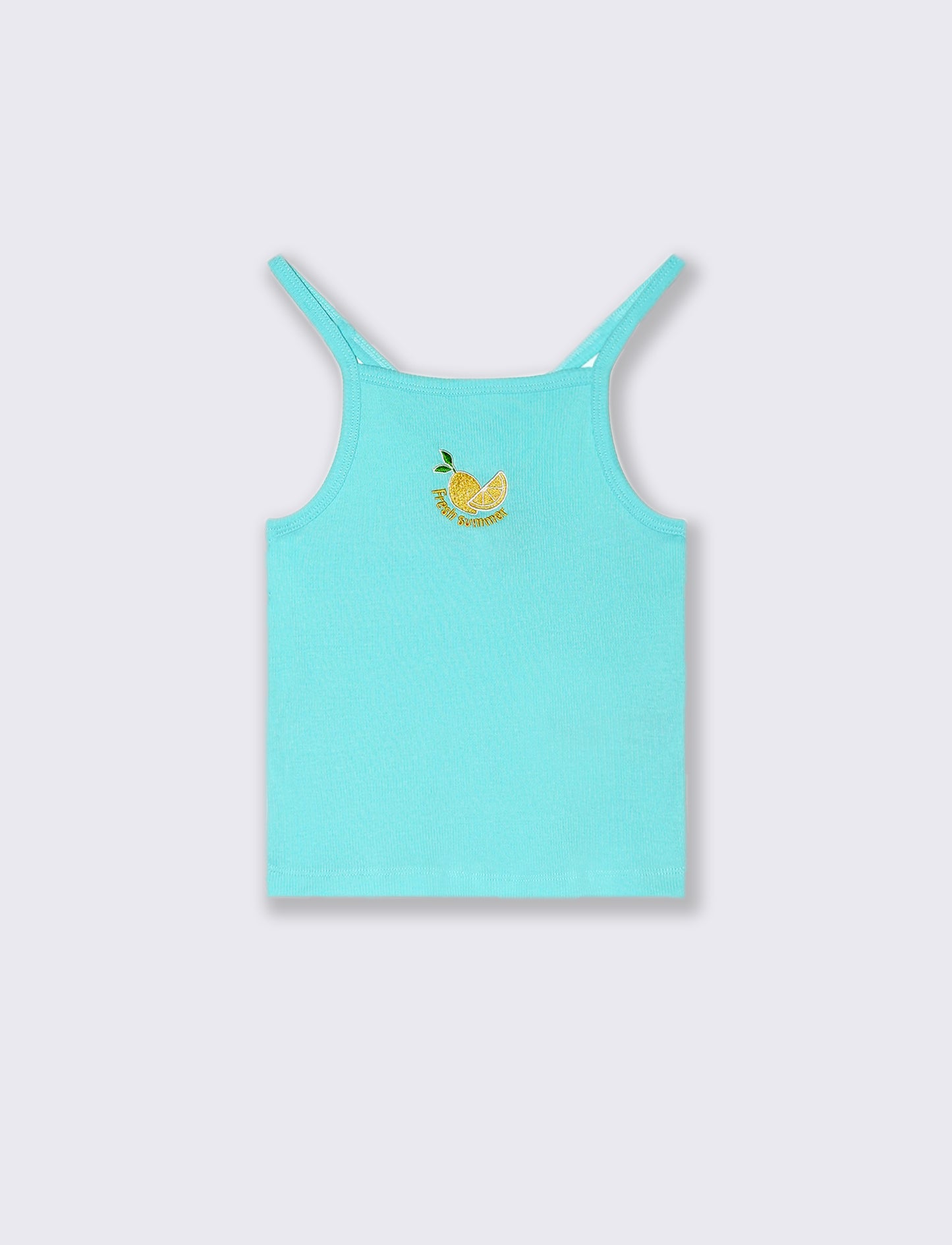 Top corto in misto lino da bambina - Verde acqua