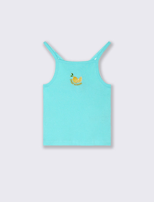 Top corto in misto lino da bambina - Verde acqua