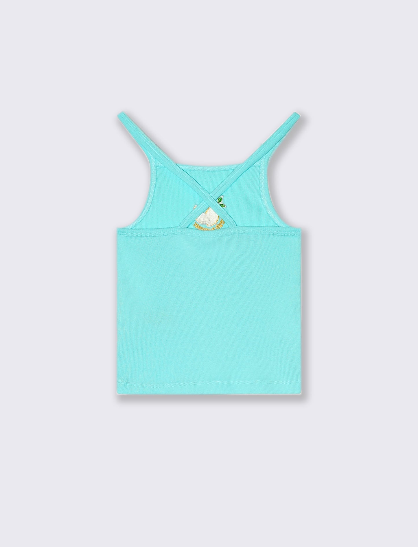 Top corto in misto lino da bambina - Verde acqua
