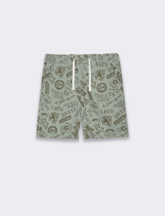Short stampato da bambino - Verde salvia