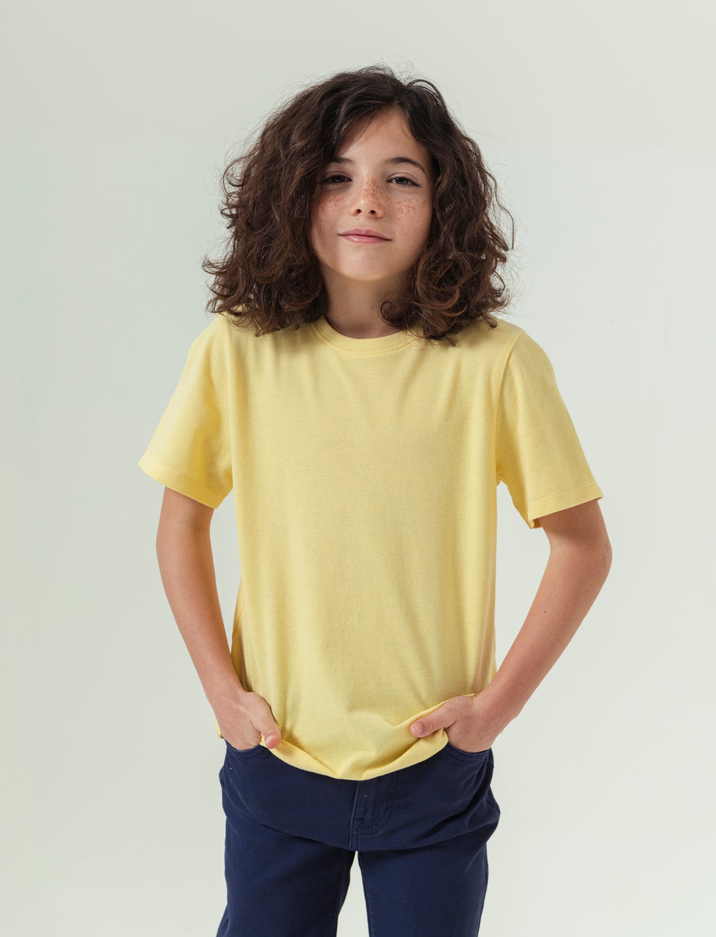 T-shirt in piquet da bambino - Giallo