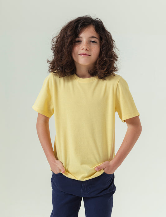 T-shirt in piquet da bambino - Giallo