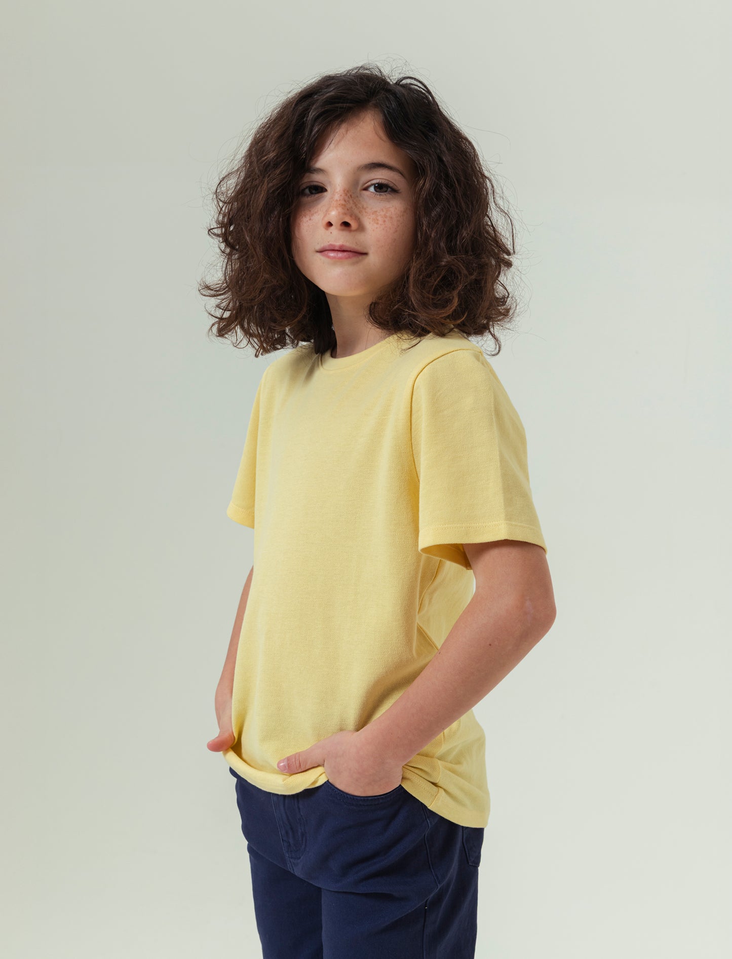 T-shirt in piquet da bambino - Giallo