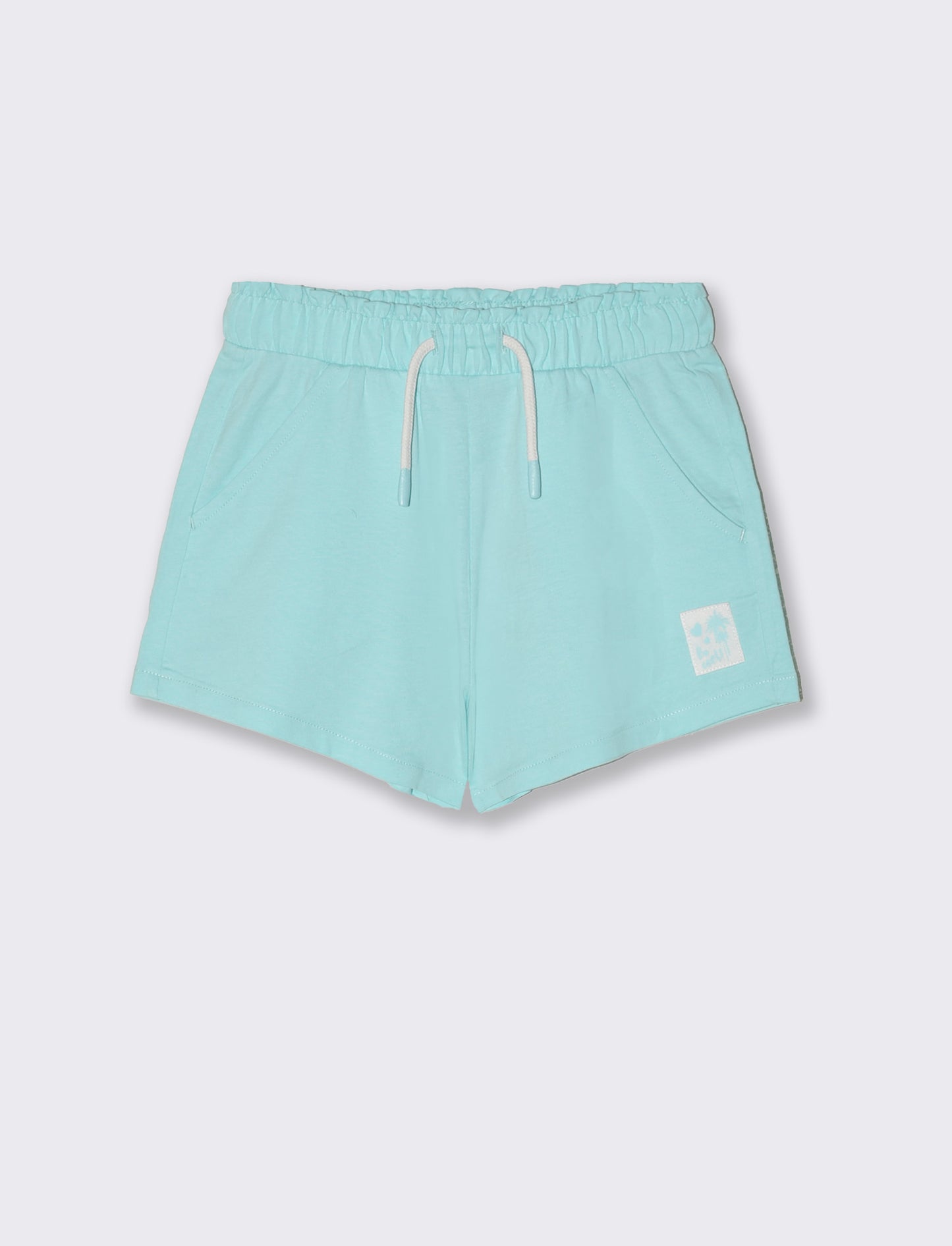Shorts in cotone con elastico da bambina - Verde acqua