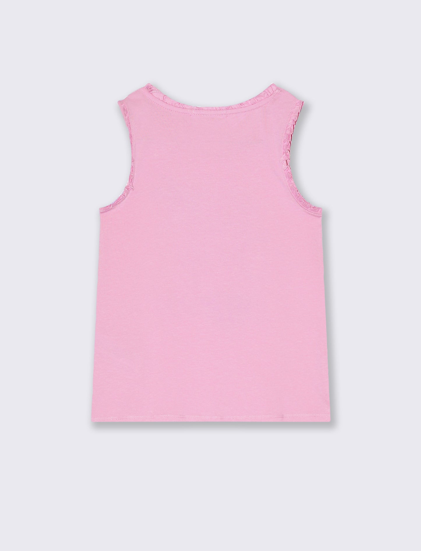 Canotta in cotone piccole rouches da bambina - Rosa