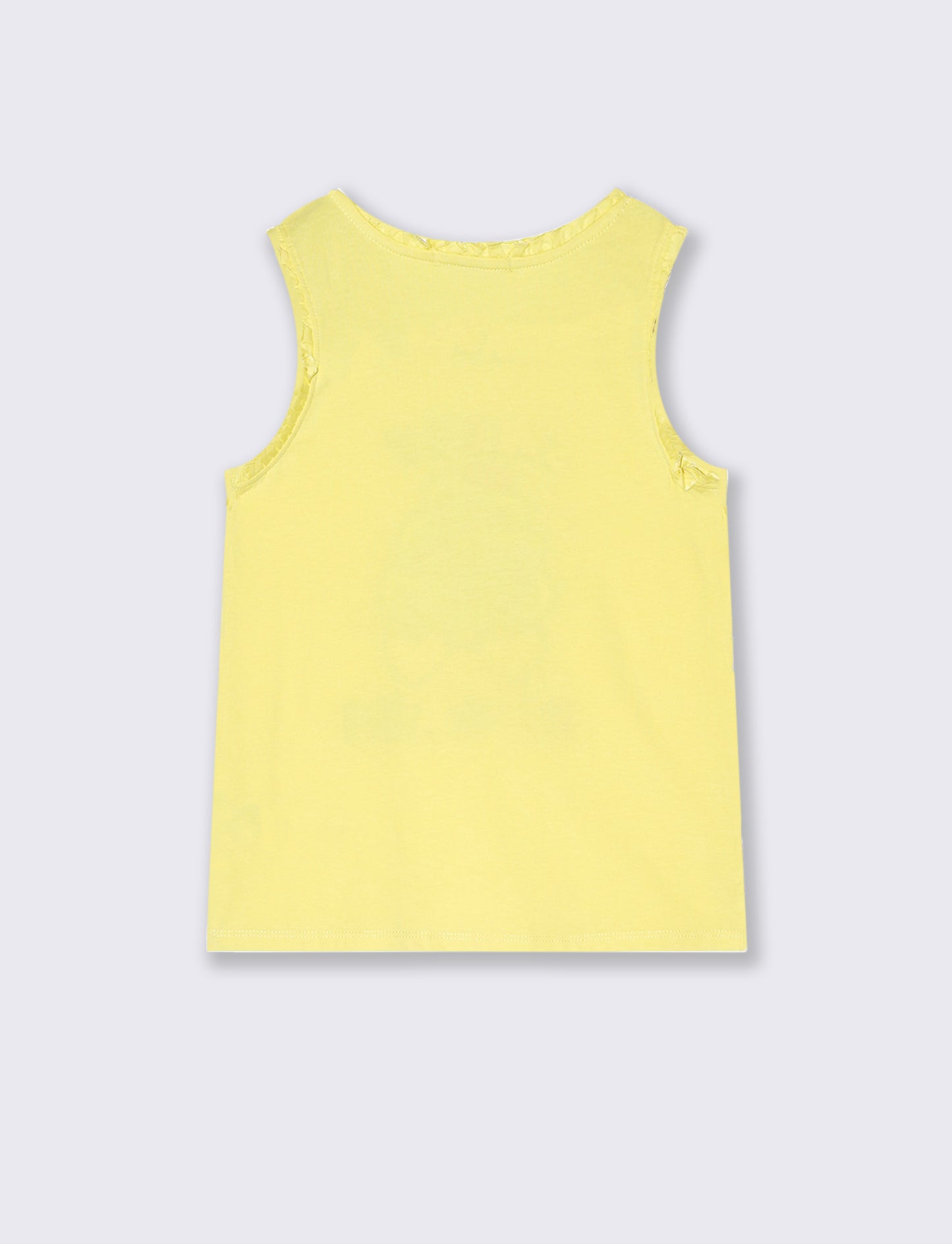 Canotta in cotone piccole rouches da bambina - Giallo limone