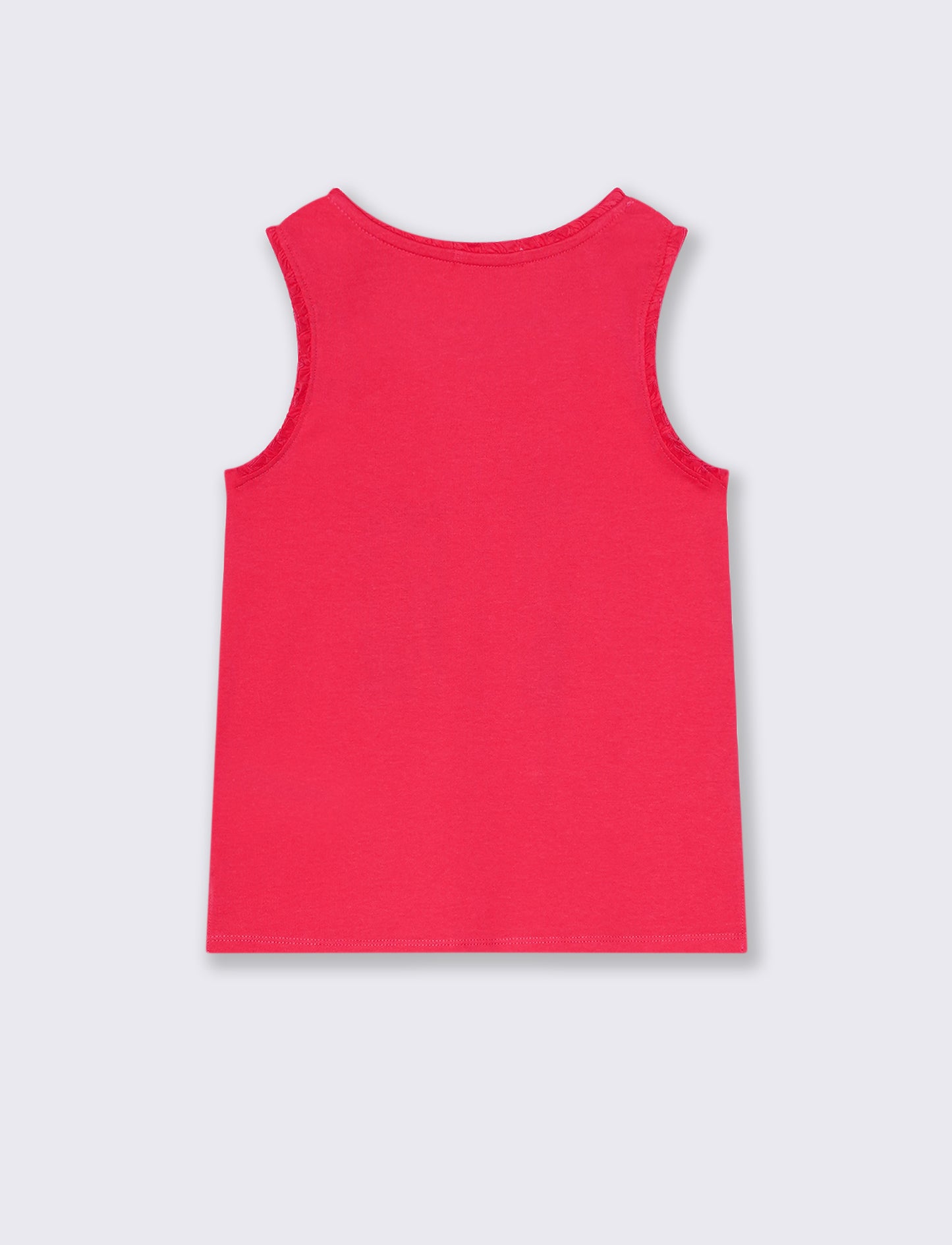 Canotta in cotone piccole rouches da bambina - Fuxia