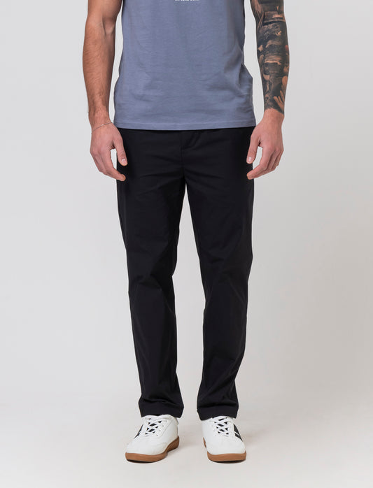 Pantaloni chino jogger in popelin stretch da uomo - Nero