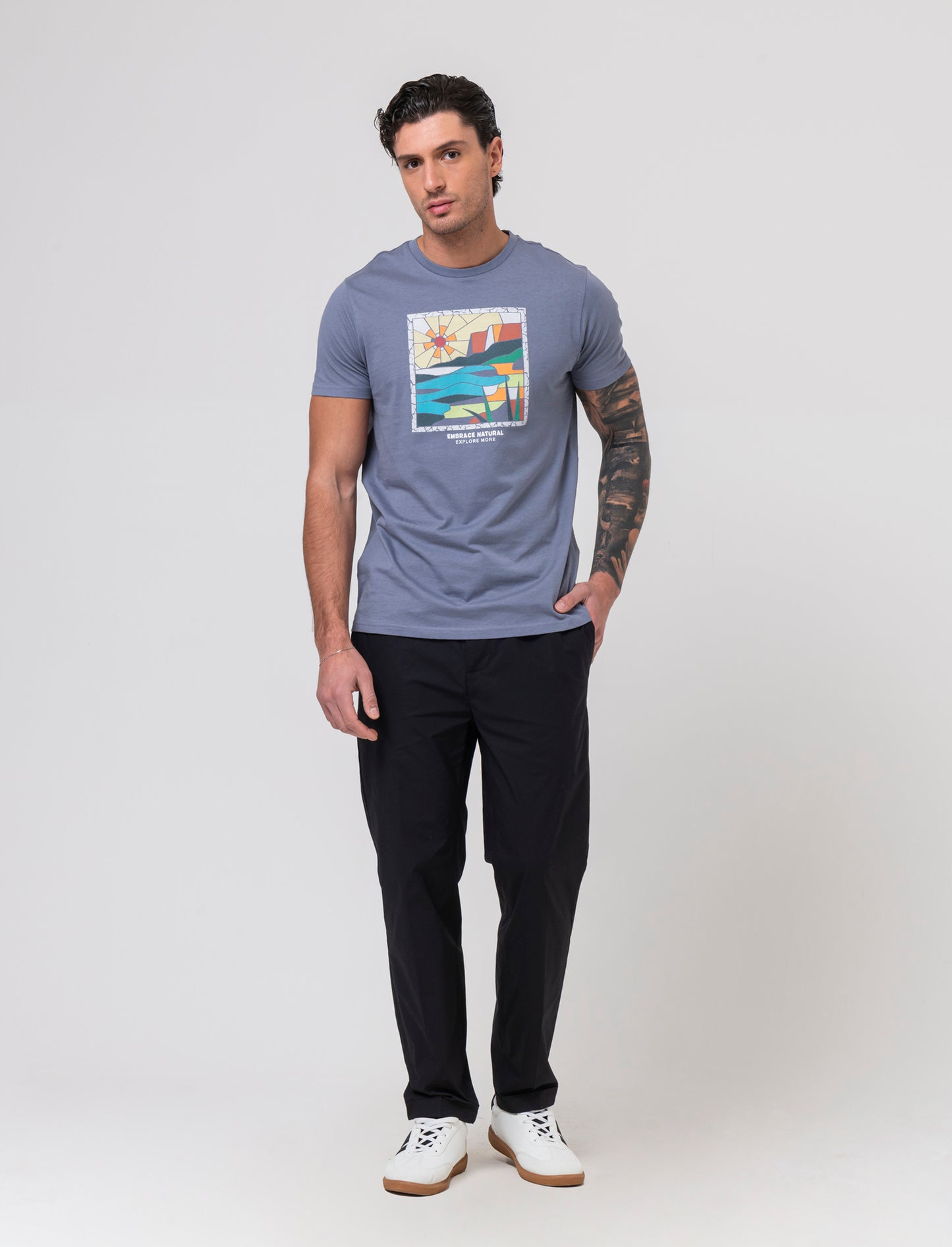 Pantaloni chino jogger in popelin stretch da uomo - Nero