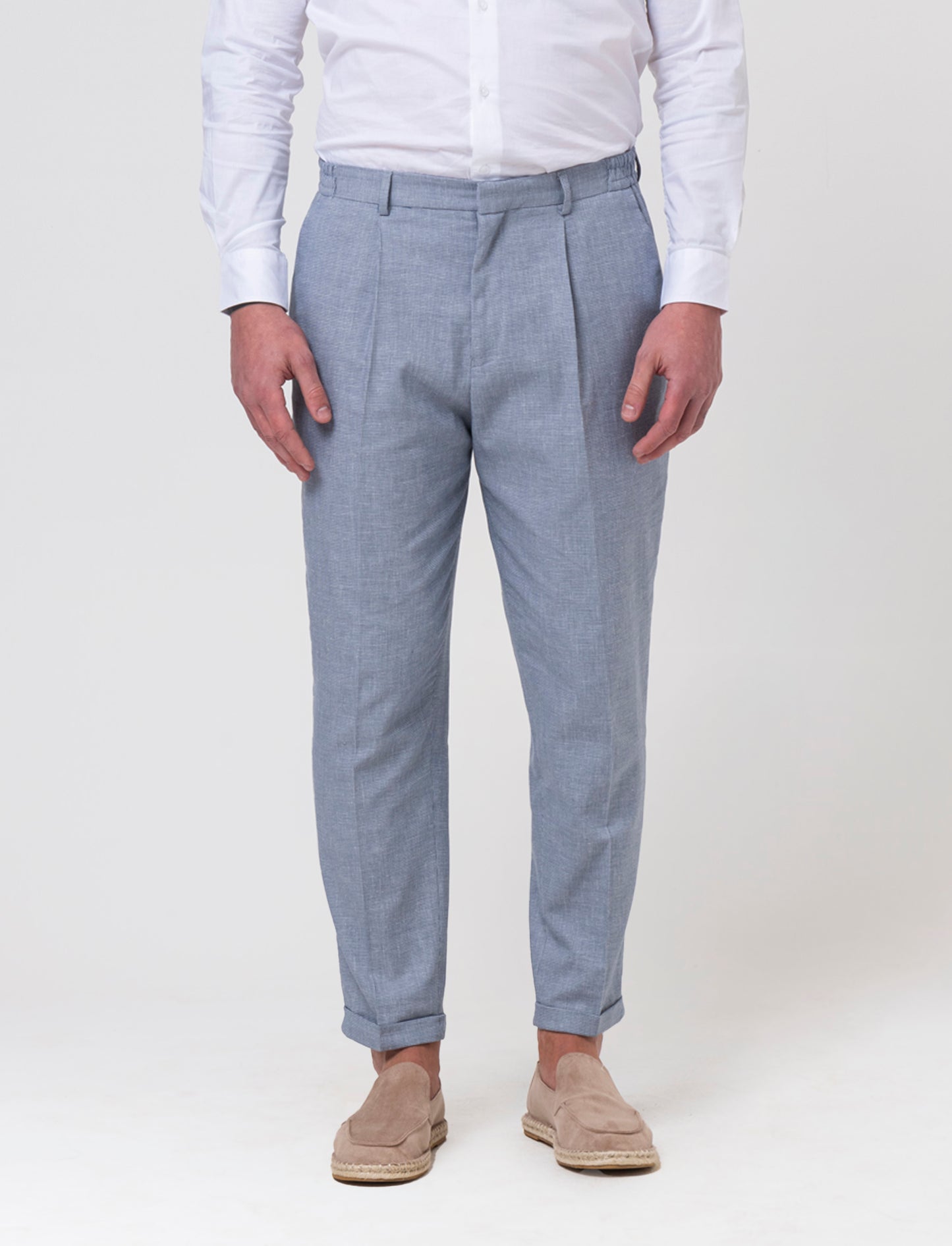 Pantaloni chino in popelin stretch da uomo - Blu
