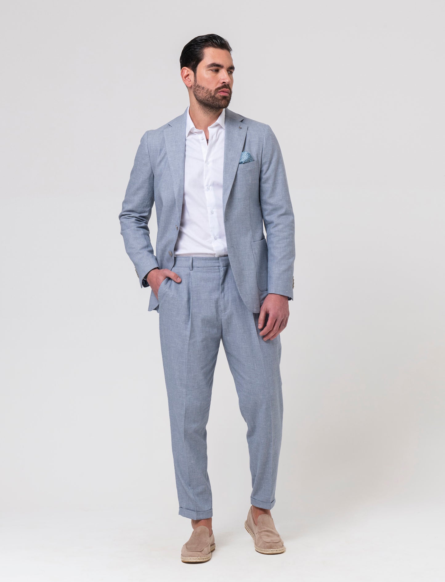Pantaloni chino in popelin stretch da uomo - Blu
