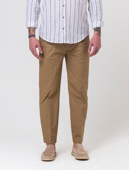 Pantaloni chino in popelin stretch da uomo - Beige