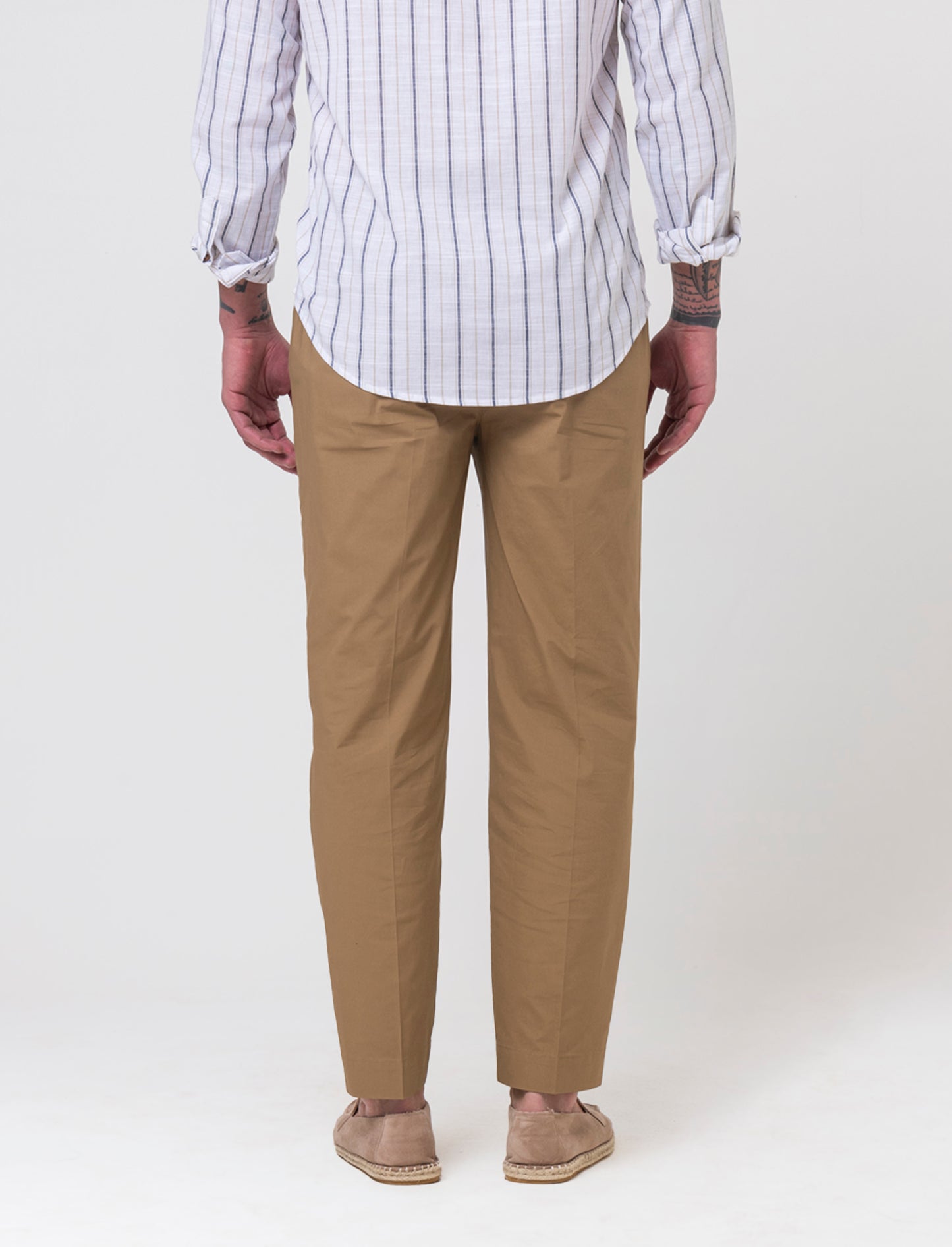 Pantaloni chino in popelin stretch da uomo - Beige