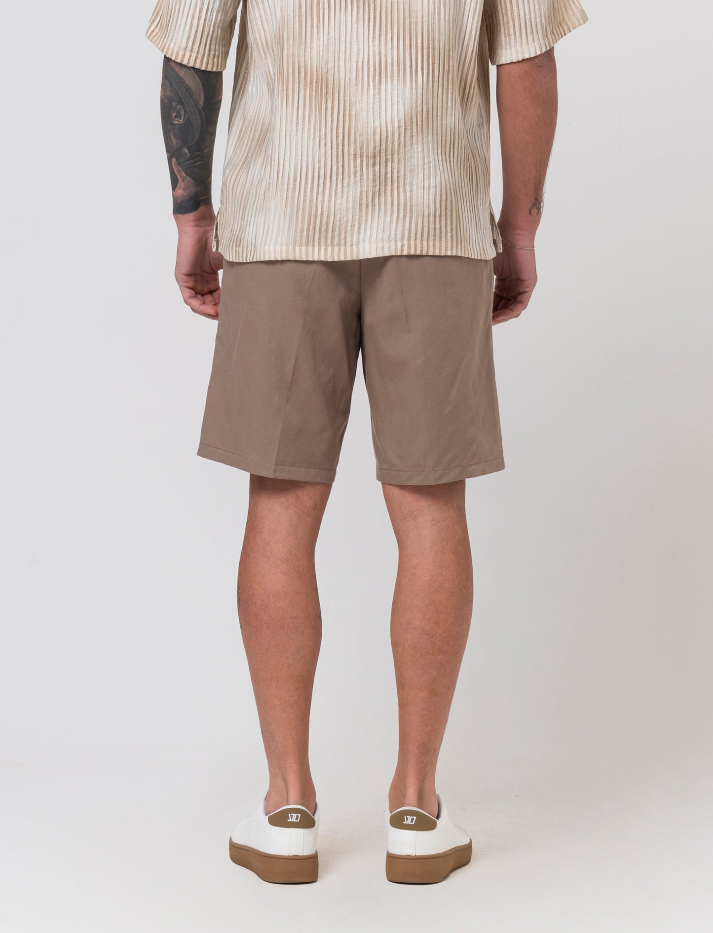 Bermuda chino relaxed fit in misto lino da uomo - Grigio tortora