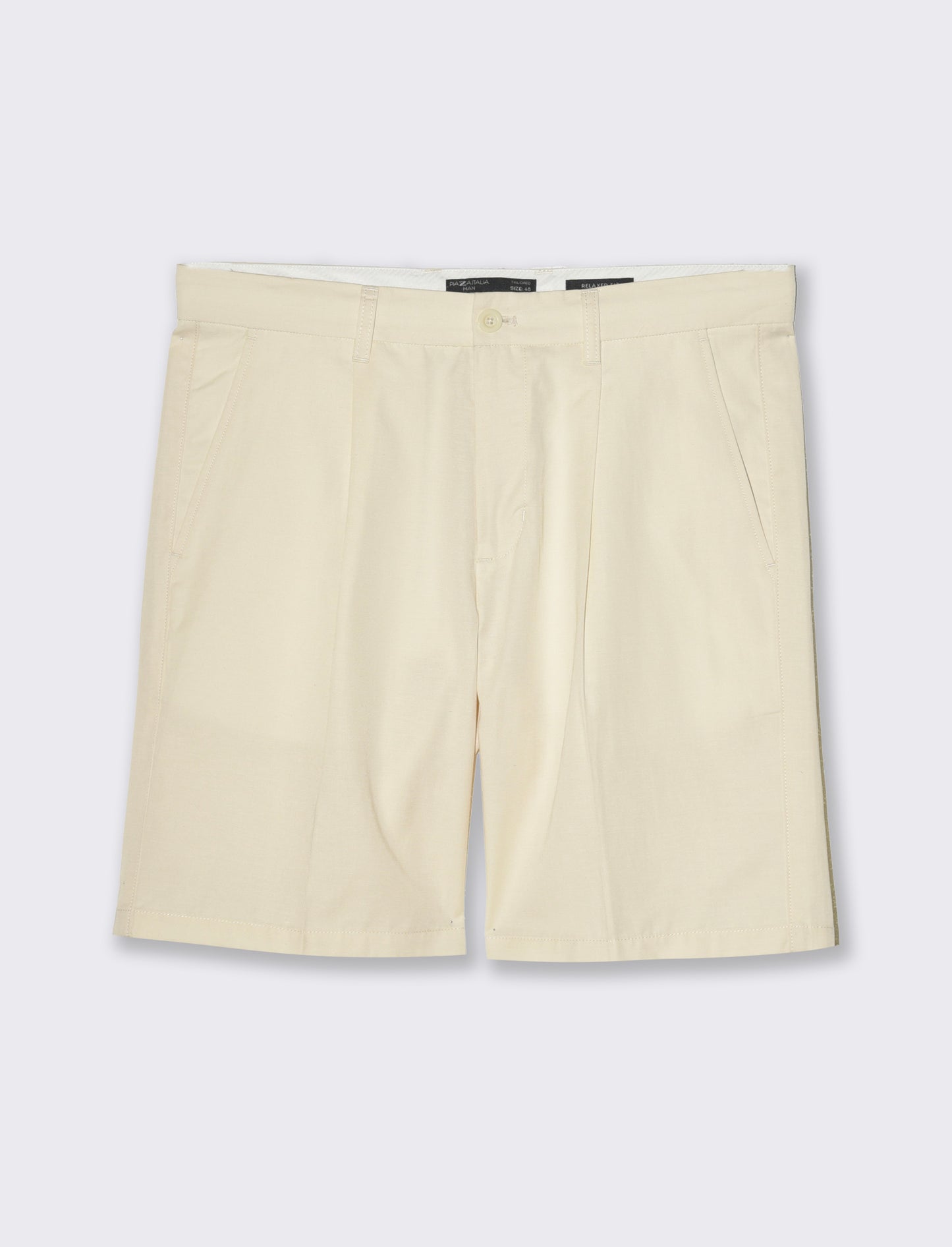 Bermuda chino relaxed fit in misto lino da uomo - Beige ecru