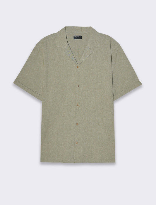 Camicia manica corta goffrata da uomo - Verde oliva
