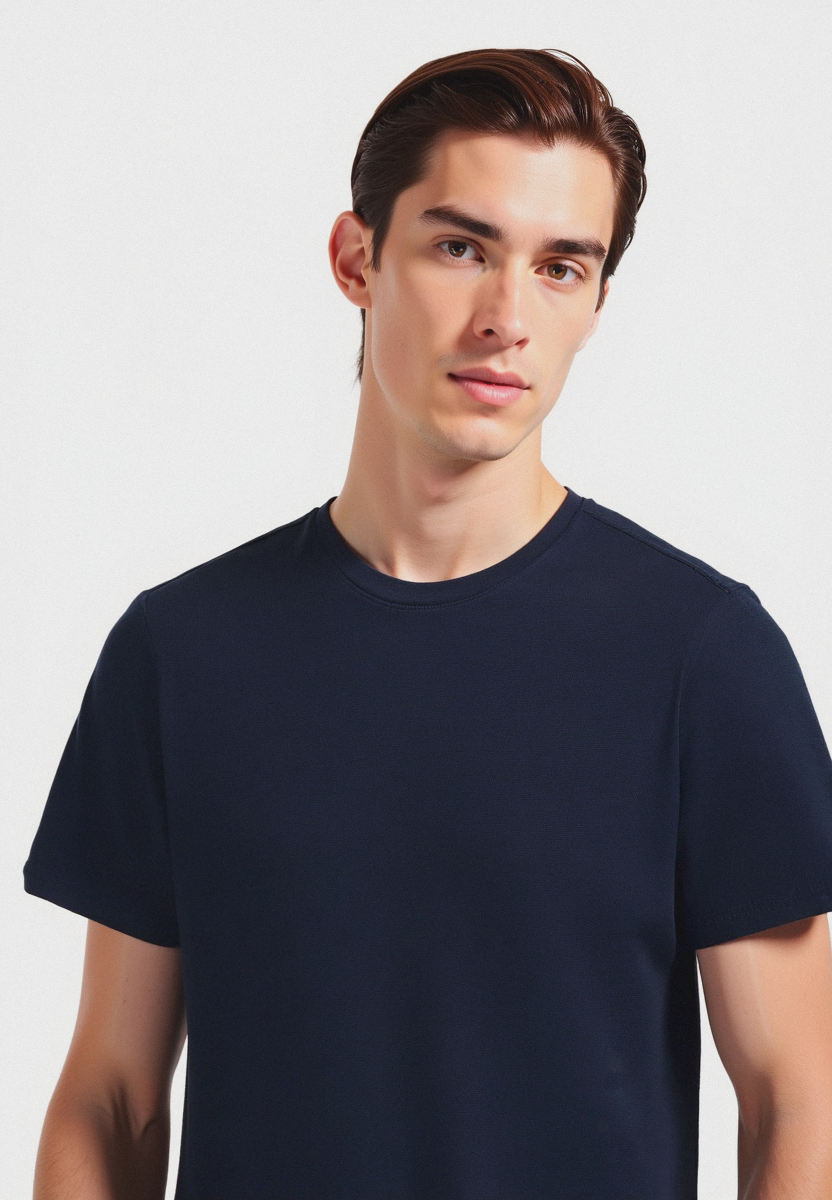 T-shirt in piquet di cotone da uomo - Blu