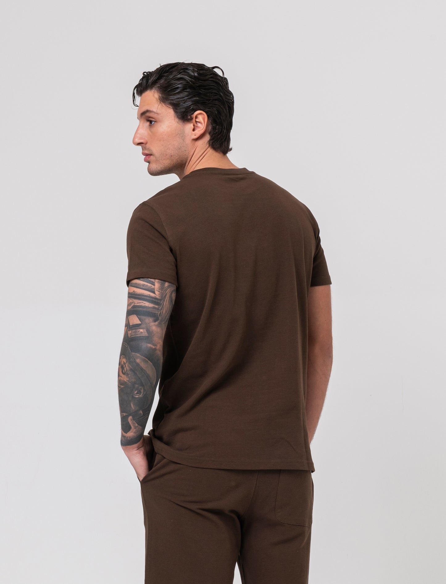 T-shirt in piquet di cotone da uomo - Moro