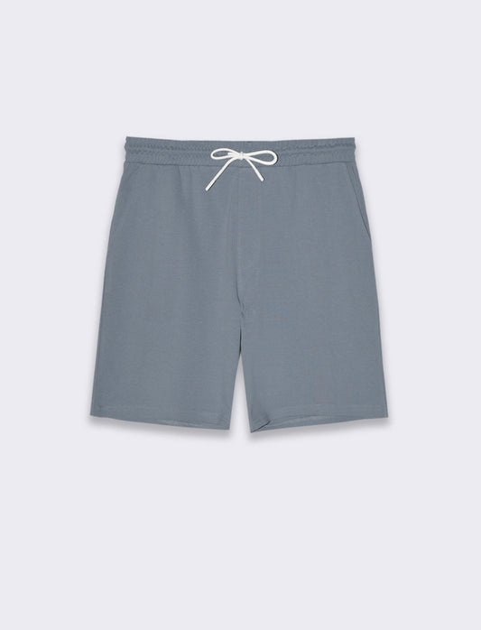 Man's cotton piquet bermuda jogger shorts - Sky blue