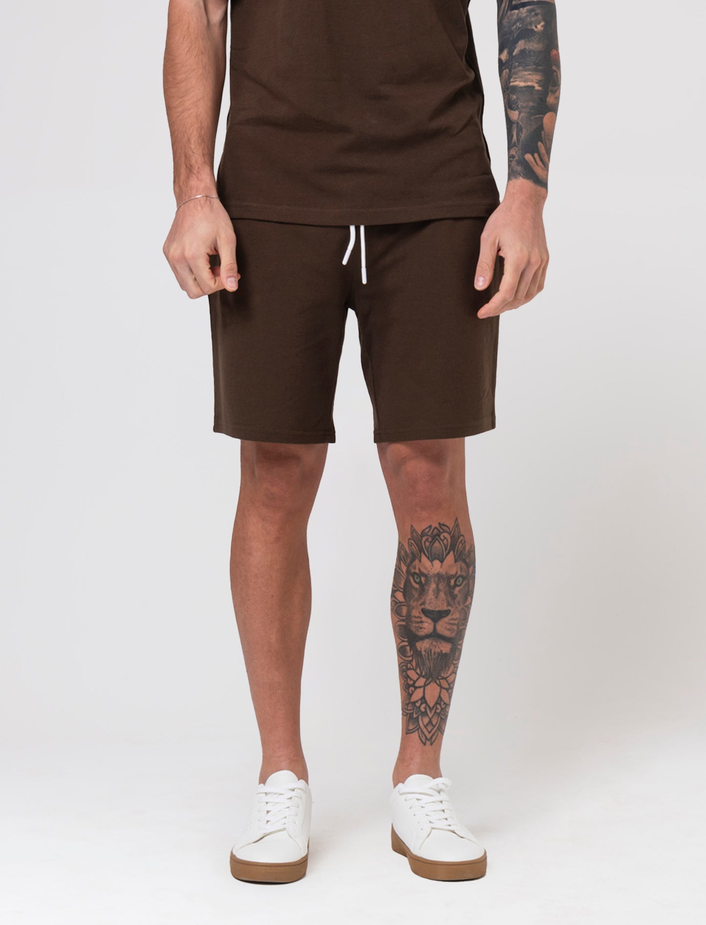 Bermuda jogger in piquet di cotone da uomo - Moro
