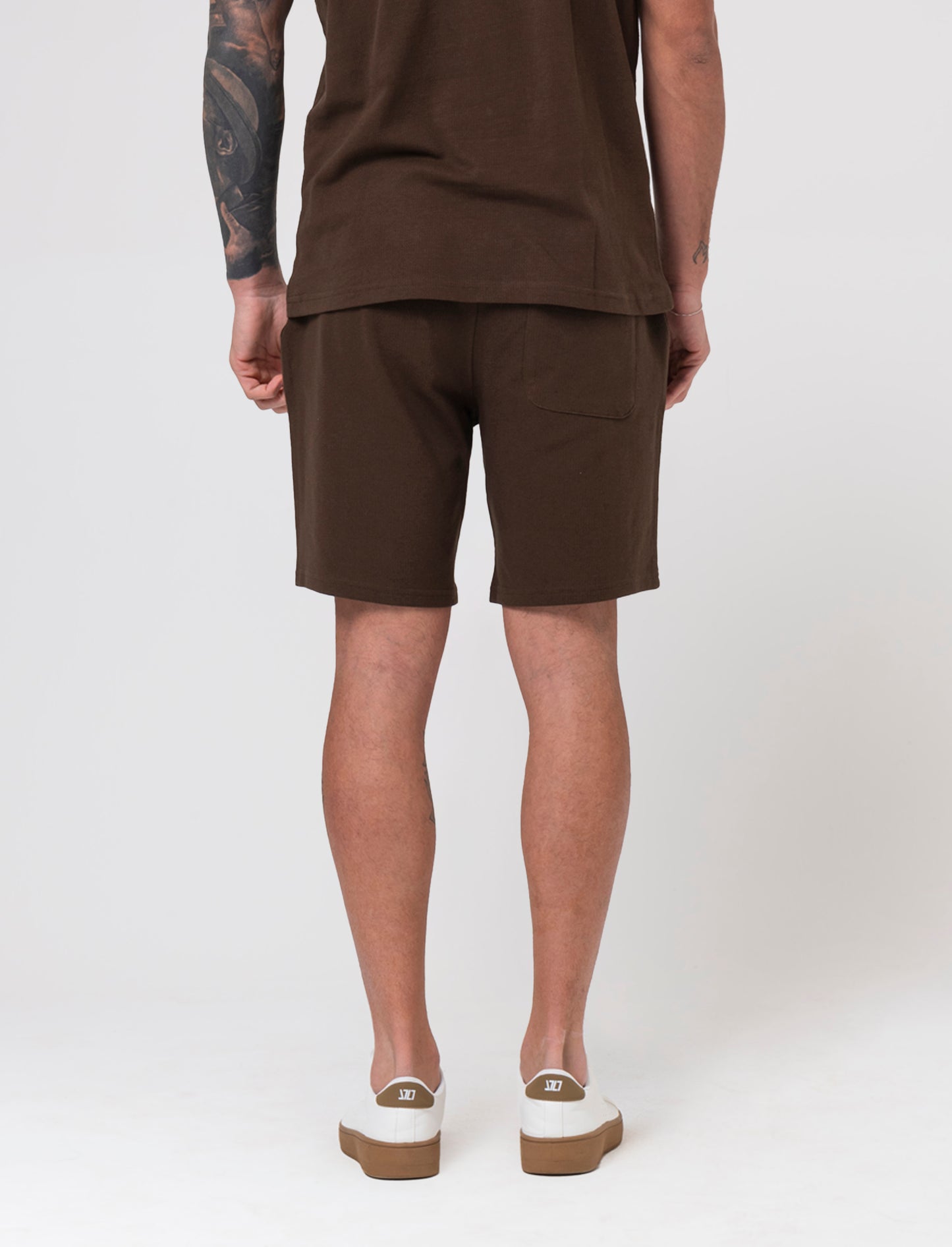 Bermuda jogger in piquet di cotone da uomo - Moro