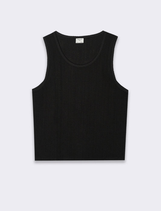 Man's jacquard knit fabric tank top - Black